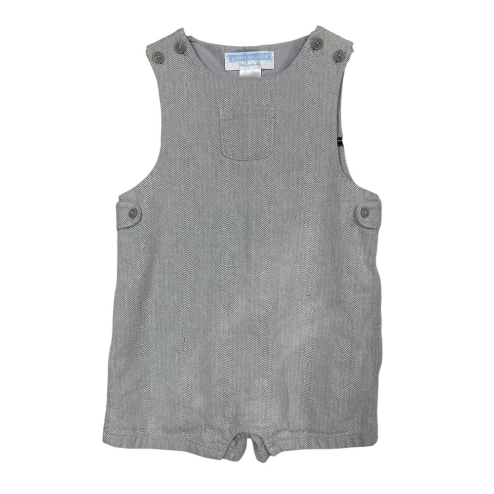 Janie And Jack Herringbone Jon Jon Overalls Size 6-12 Months